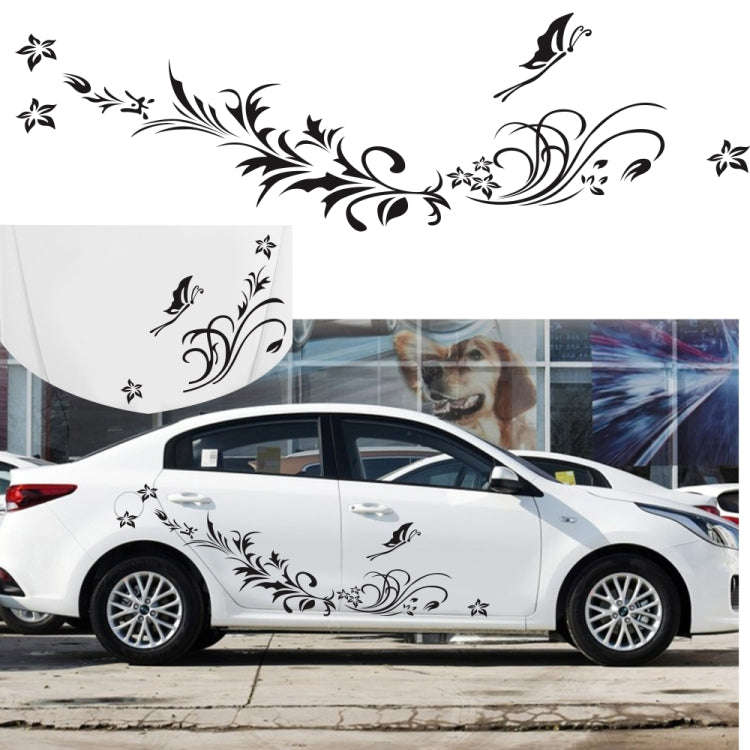 D-462 Butterfly Loves Flowers Pattern Car Modified Decorative Sticker(Yellow)