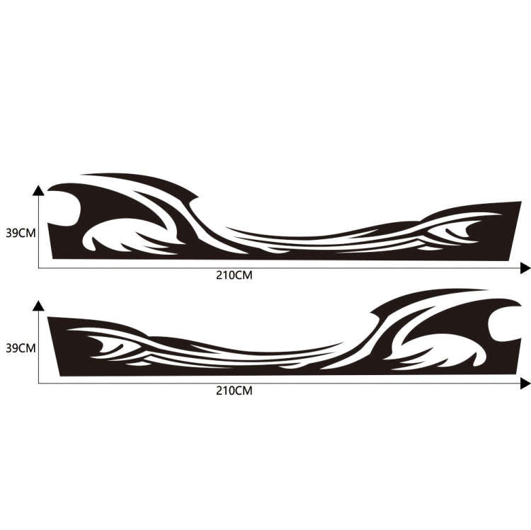 2 PCS/Set D-467 Waves Pattern Car Modified Decorative Sticker(Black)