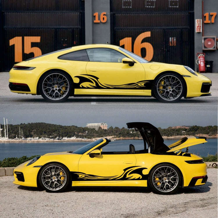2 PCS/Set D-467 Waves Pattern Car Modified Decorative Sticker(Black)