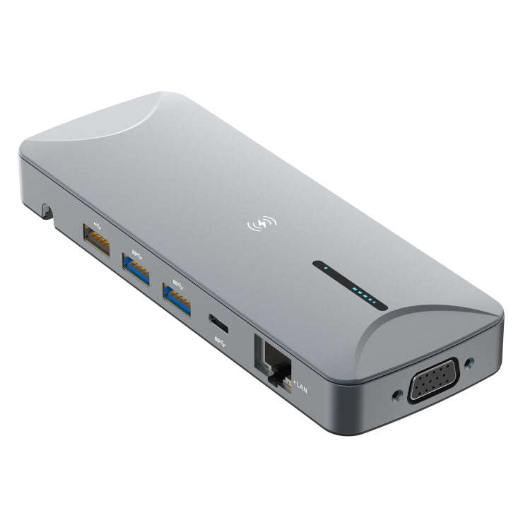 V240 12-in-1 Multifunctional USB-C / Type-C 3.1 Male HUB Docking Station(Gery)