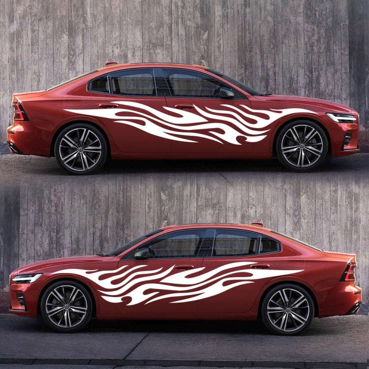 2 PCS/Set D-476 Fire Element Pattern Car Modified Decorative Sticker(White)