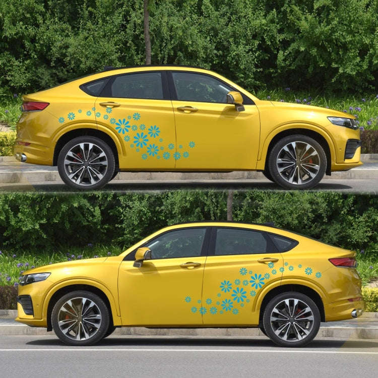 2 PCS/Set D-483 Flower Pattern Car Modified Decorative Sticker(Blue)