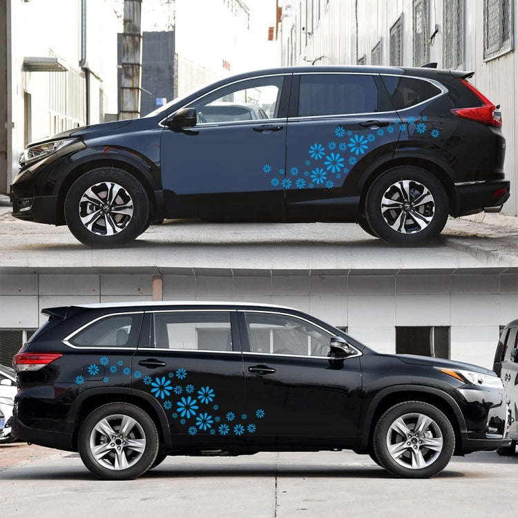 2 PCS/Set D-483 Flower Pattern Car Modified Decorative Sticker(Blue)