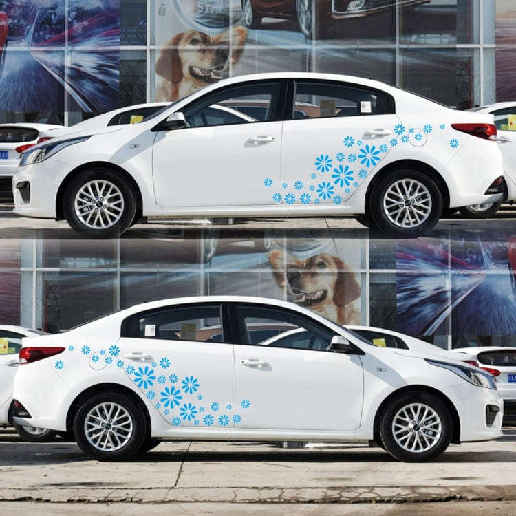 2 PCS/Set D-483 Flower Pattern Car Modified Decorative Sticker(Blue)