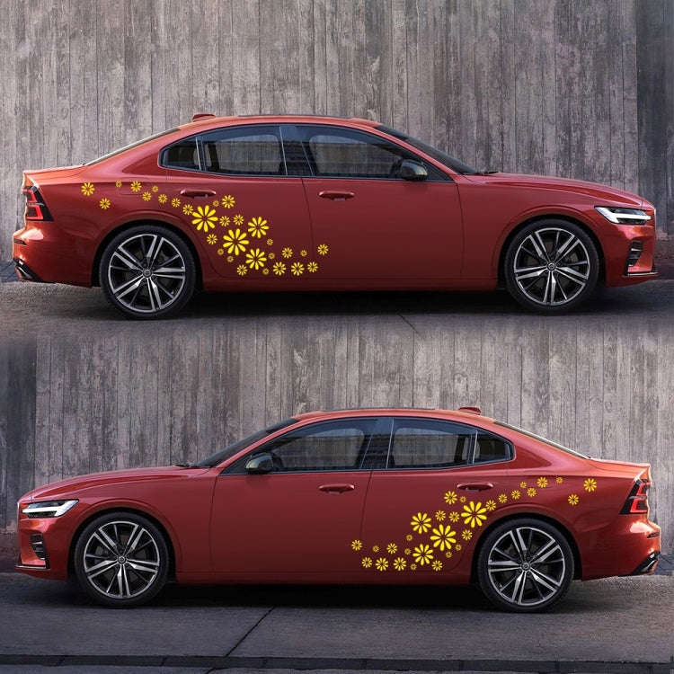 2 PCS/Set D-483 Flower Pattern Car Modified Decorative Sticker(Yellow)