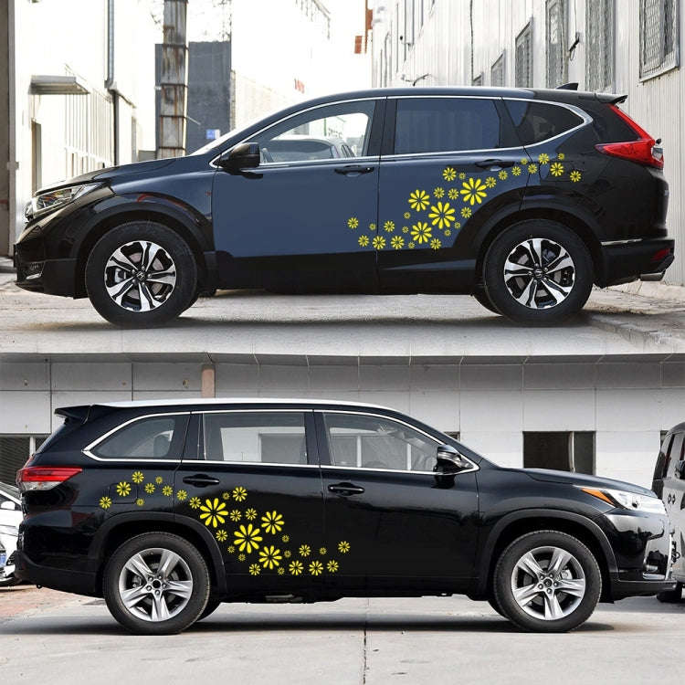 2 PCS/Set D-483 Flower Pattern Car Modified Decorative Sticker(Yellow)