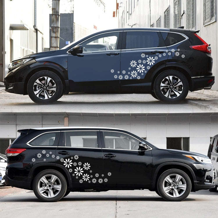 2 PCS/Set D-483 Flower Pattern Car Modified Decorative Sticker(White)