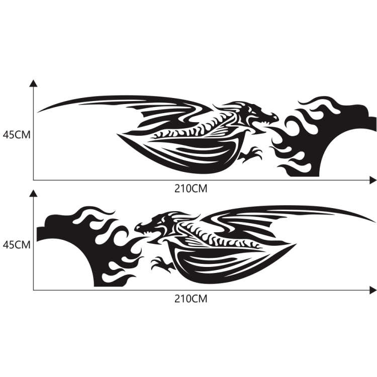2 PCS/Set D-489 Fire-breathing Dragon Pattern Car Modified Decorative Sticker(Black)