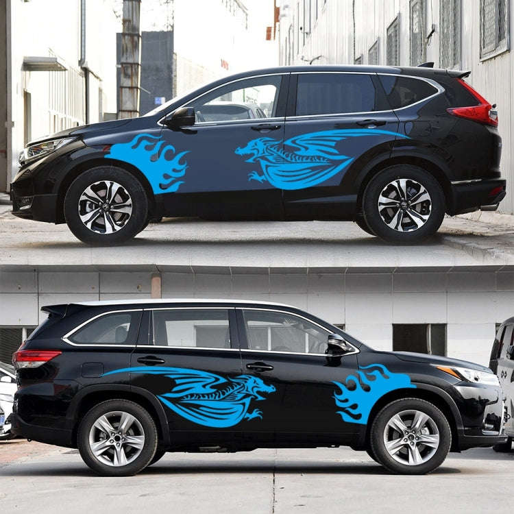 2 PCS/Set D-489 Fire-breathing Dragon Pattern Car Modified Decorative Sticker(Blue)