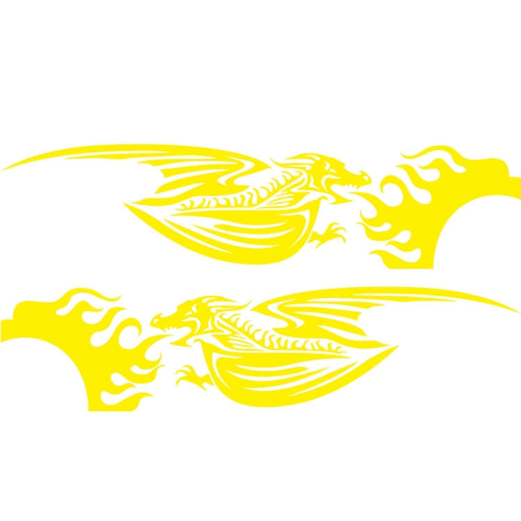 2 PCS/Set D-489 Fire-breathing Dragon Pattern Car Modified Decorative Sticker(Yellow)
