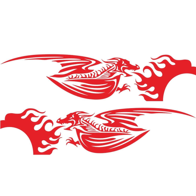 2 PCS/Set D-489 Fire-breathing Dragon Pattern Car Modified Decorative Sticker(Red)