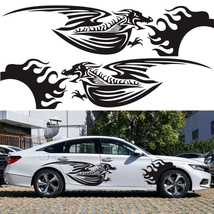 2 PCS/Set D-489 Fire-breathing Dragon Pattern Car Modified Decorative Sticker(Red)