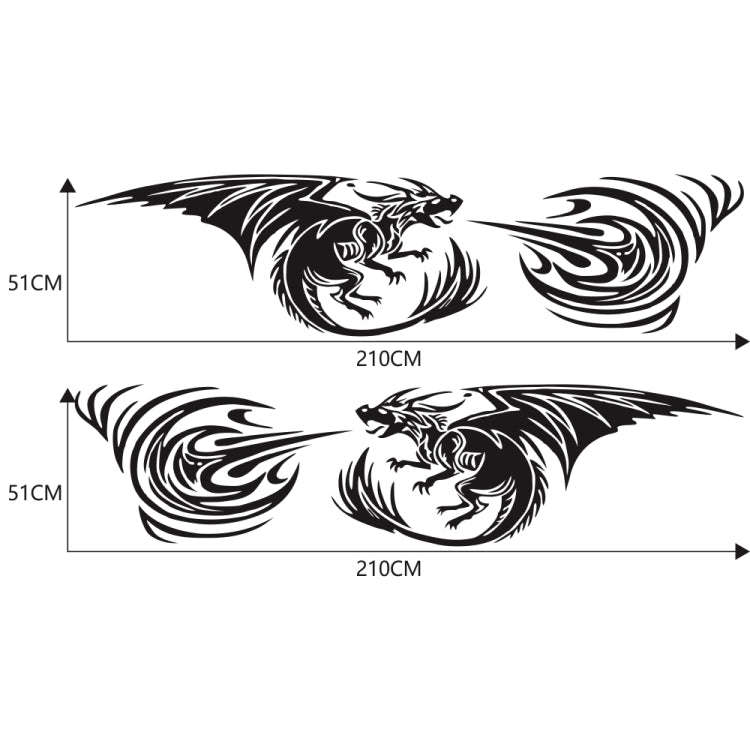 2 PCS/Set D-498 Pterosaur Spitfire Pattern Car Modified Decorative Sticker(Black)
