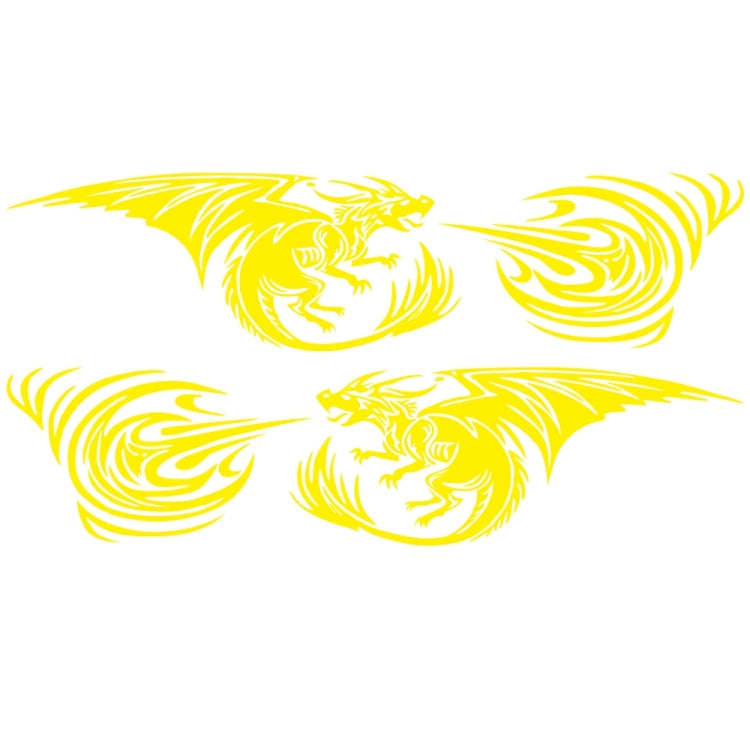 2 PCS/Set D-498 Pterosaur Spitfire Pattern Car Modified Decorative Sticker(Yellow)