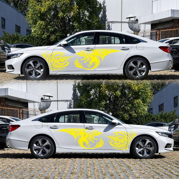 2 PCS/Set D-498 Pterosaur Spitfire Pattern Car Modified Decorative Sticker(Yellow)