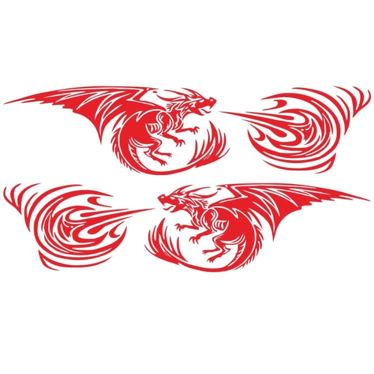 2 PCS/Set D-498 Pterosaur Spitfire Pattern Car Modified Decorative Sticker(Red)