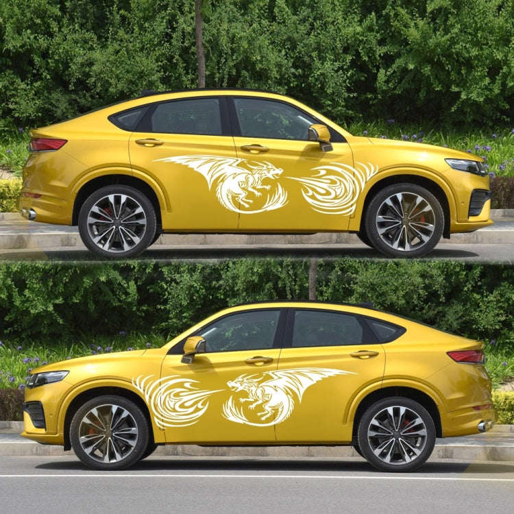 2 PCS/Set D-498 Pterosaur Spitfire Pattern Car Modified Decorative Sticker(White)