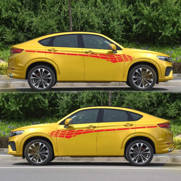 2 PCS/Set D-501 Plaid Pattern Car Modified Decorative Sticker(Red)