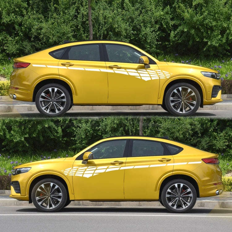 2 PCS/Set D-501 Plaid Pattern Car Modified Decorative Sticker(White)