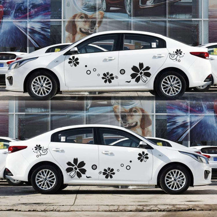 2 PCS/Set D-510 Flowers Pattern Car Modified Decorative Sticker(Black)