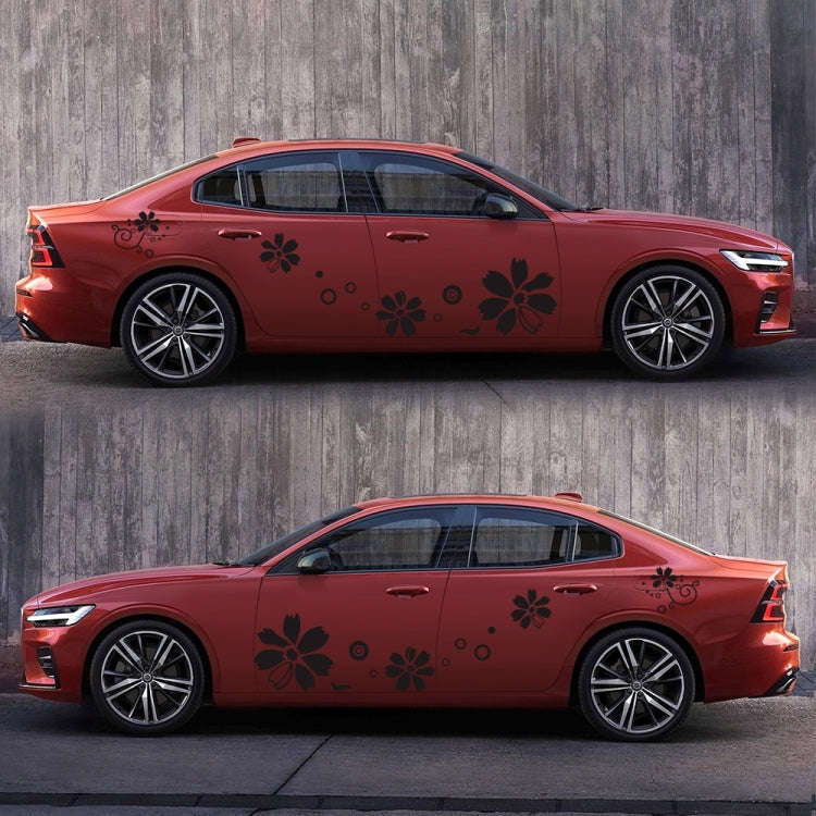 2 PCS/Set D-510 Flowers Pattern Car Modified Decorative Sticker(Black)