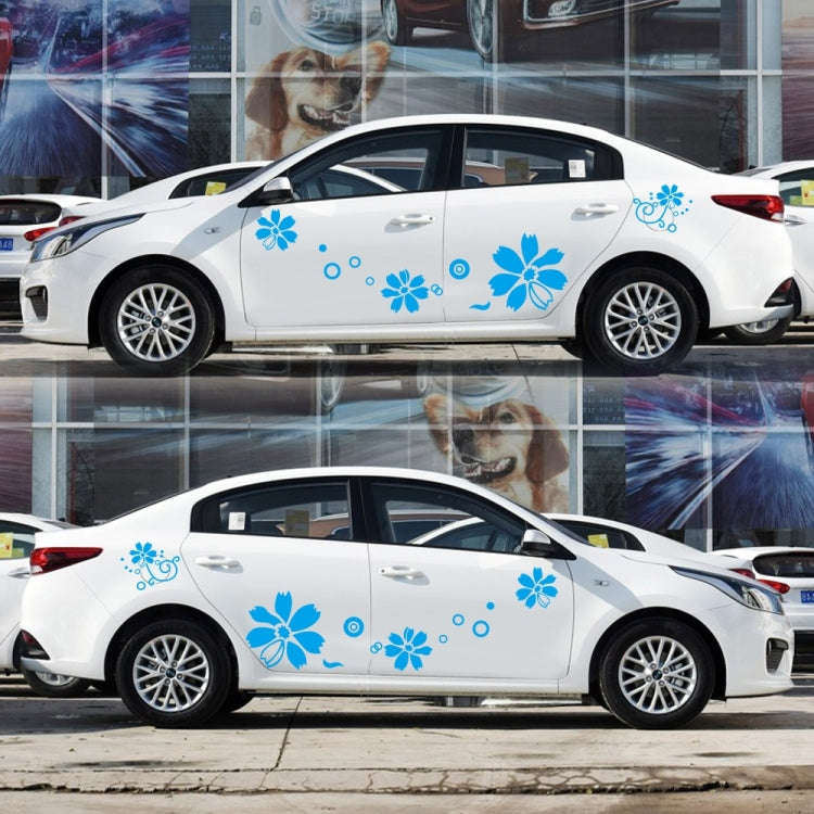 2 PCS/Set D-510 Flowers Pattern Car Modified Decorative Sticker(Blue)