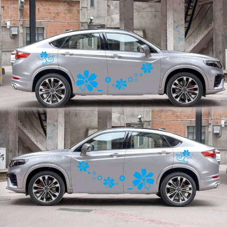 2 PCS/Set D-510 Flowers Pattern Car Modified Decorative Sticker(Blue)