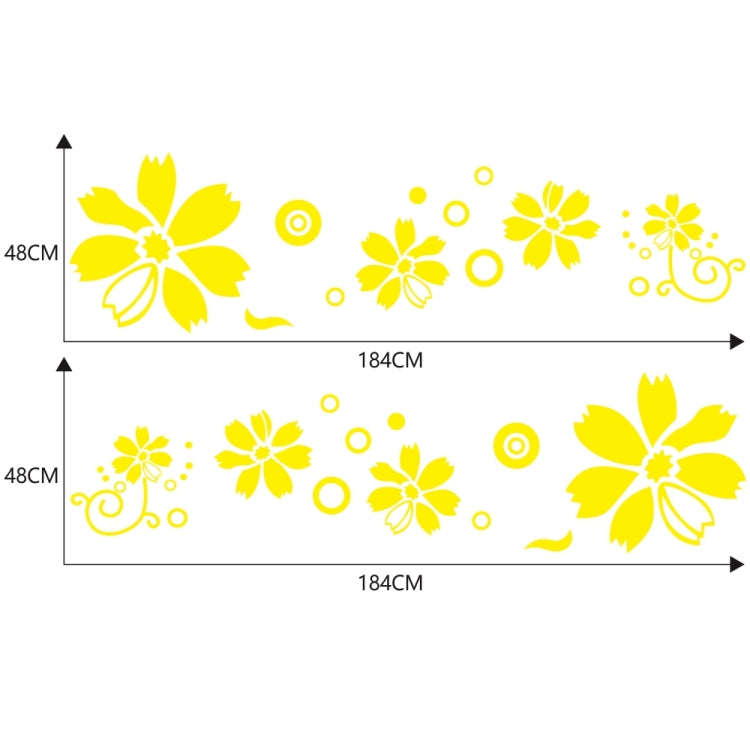 2 PCS/Set D-510 Flowers Pattern Car Modified Decorative Sticker(Yellow)