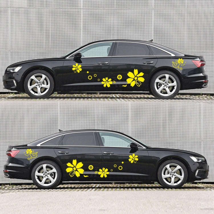 2 PCS/Set D-510 Flowers Pattern Car Modified Decorative Sticker(Yellow)
