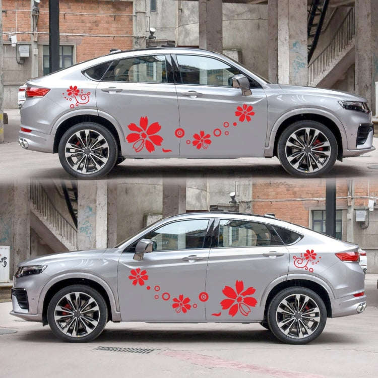 2 PCS/Set D-510 Flowers Pattern Car Modified Decorative Sticker(Red)