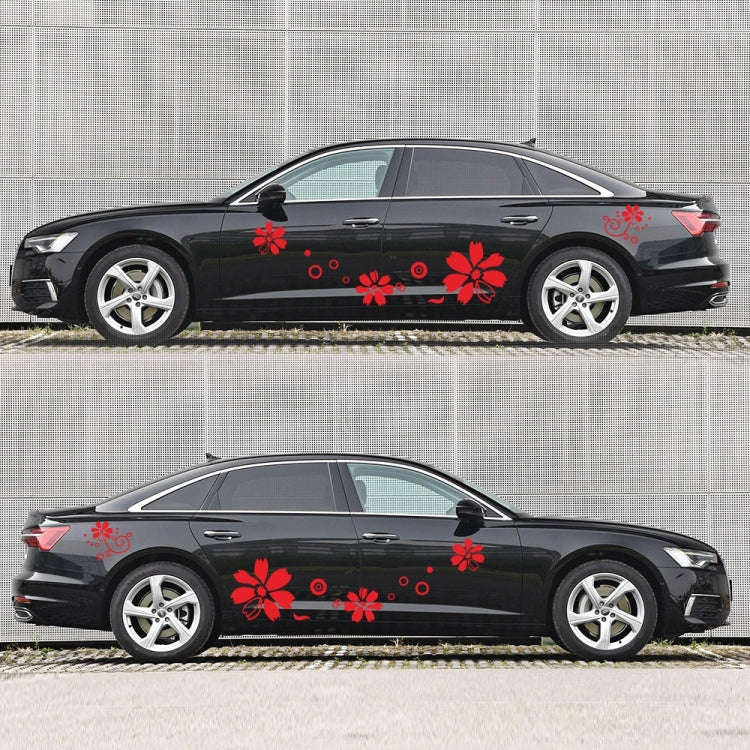 2 PCS/Set D-510 Flowers Pattern Car Modified Decorative Sticker(Red)
