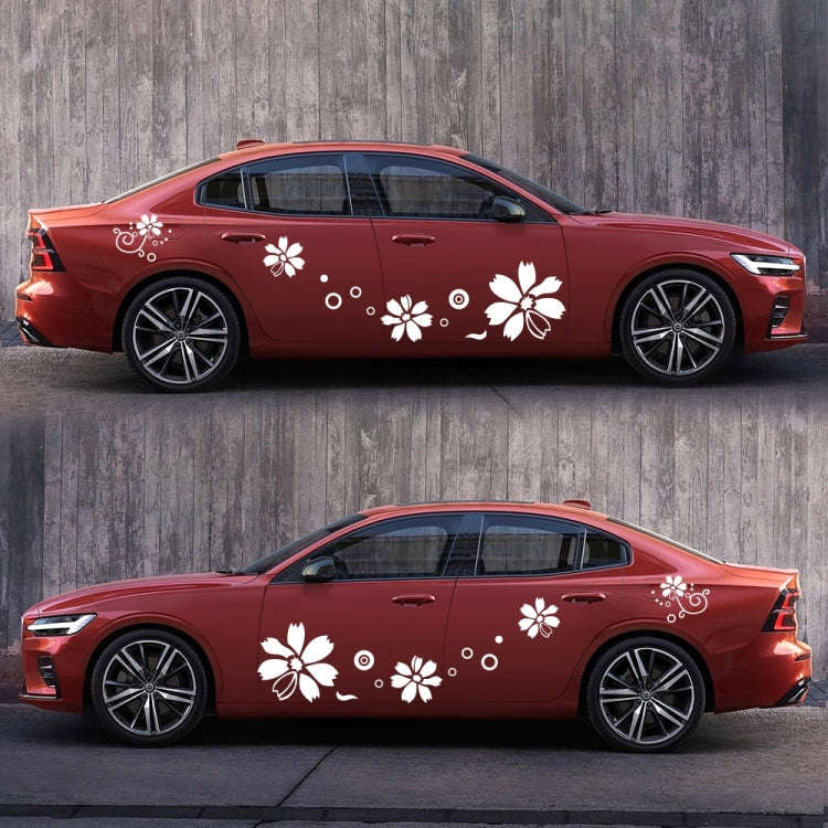 2 PCS/Set D-510 Flowers Pattern Car Modified Decorative Sticker(White)