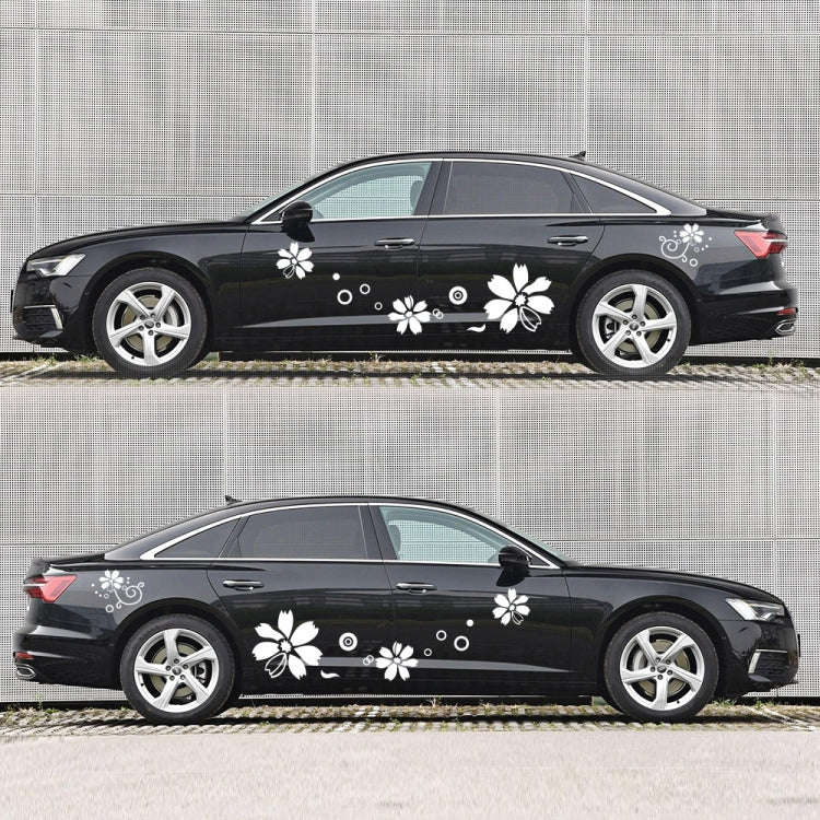 2 PCS/Set D-510 Flowers Pattern Car Modified Decorative Sticker(White)