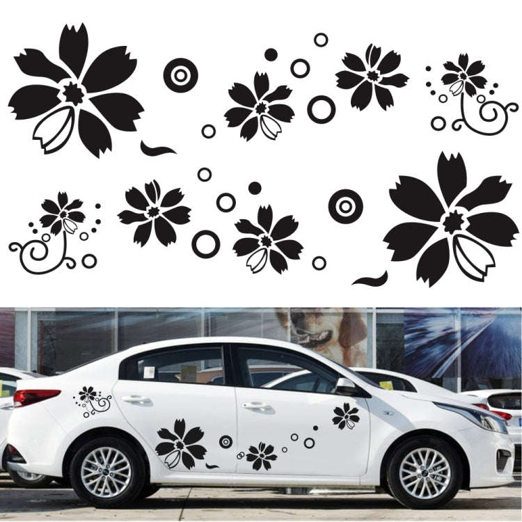 2 PCS/Set D-510 Flowers Pattern Car Modified Decorative Sticker(Red)