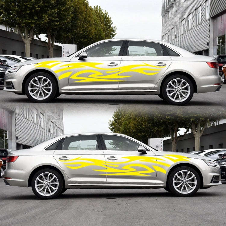 2 PCS/Set D-521 Fire Totem Pattern Car Modified Decorative Sticker(Yellow)