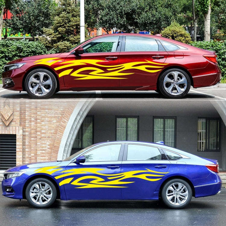 2 PCS/Set D-521 Fire Totem Pattern Car Modified Decorative Sticker(Yellow)