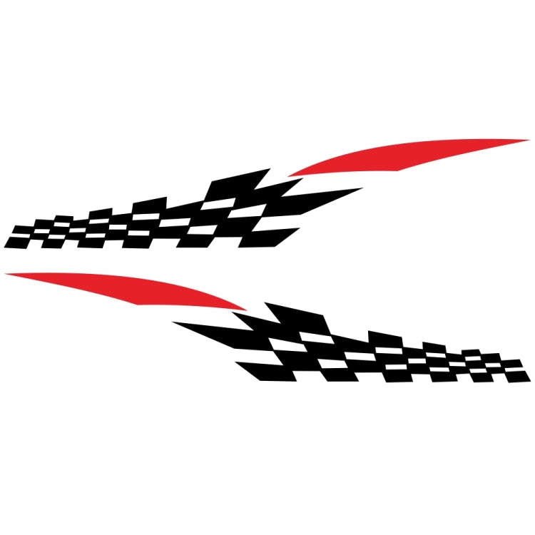 2 PCS/Set D-538 Checkered Totem Pattern Car Modified Decorative Sticker(Black+Red)