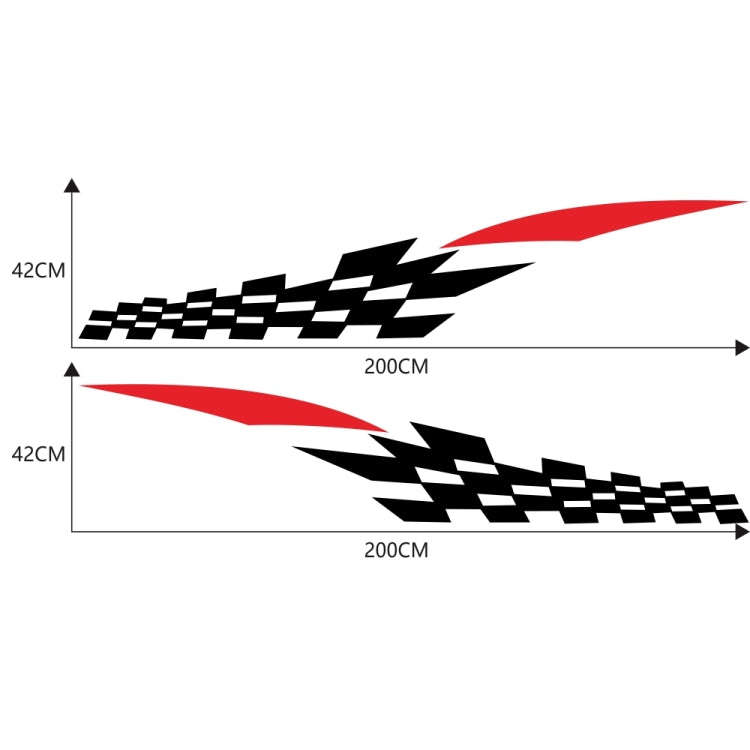 2 PCS/Set D-538 Checkered Totem Pattern Car Modified Decorative Sticker(Black+Red)