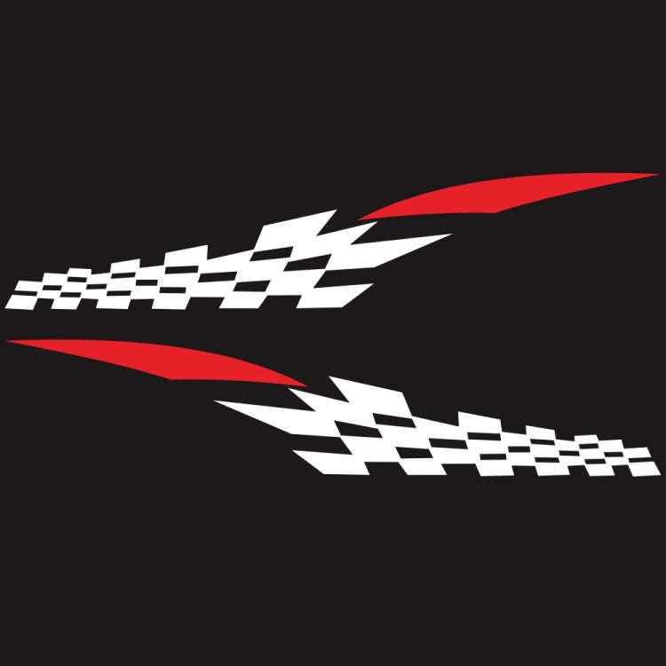 2 PCS/Set D-538 Checkered Totem Pattern Car Modified Decorative Sticker(White+Red)