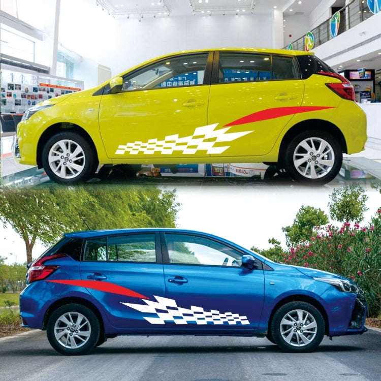 2 PCS/Set D-538 Checkered Totem Pattern Car Modified Decorative Sticker(White+Red)