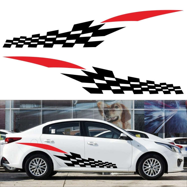 2 PCS/Set D-538 Checkered Totem Pattern Car Modified Decorative Sticker(Grey+Red)