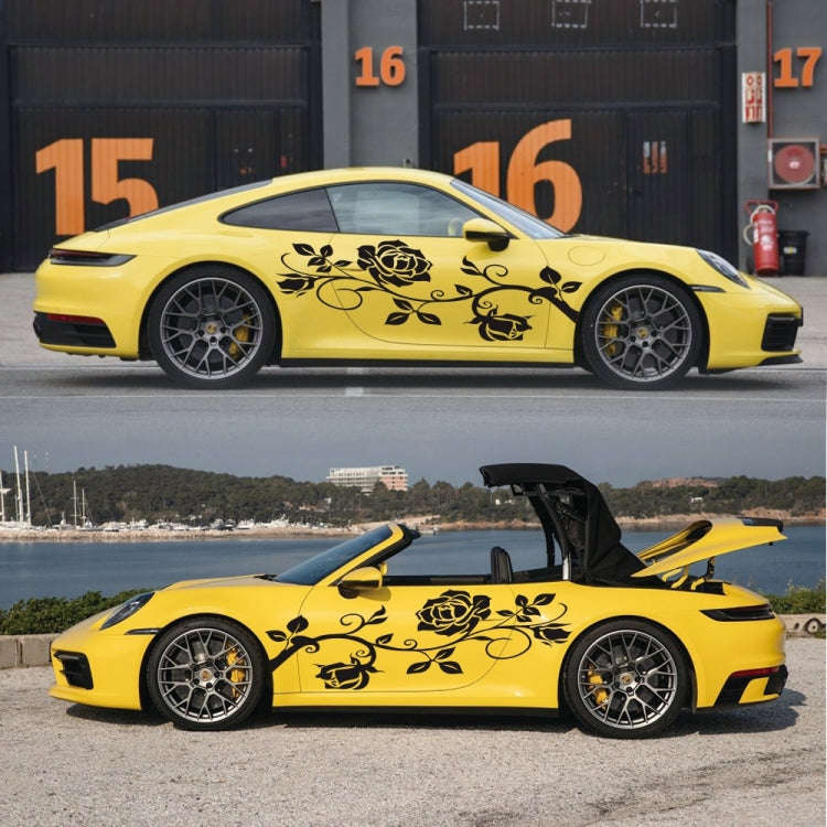 2 PCS/Set D-545 Rose Pattern Car Modified Decorative Sticker(Black)