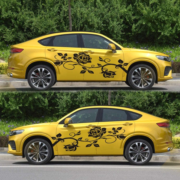 2 PCS/Set D-545 Rose Pattern Car Modified Decorative Sticker(Black)