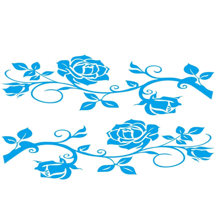 2 PCS/Set D-545 Rose Pattern Car Modified Decorative Sticker(Blue)