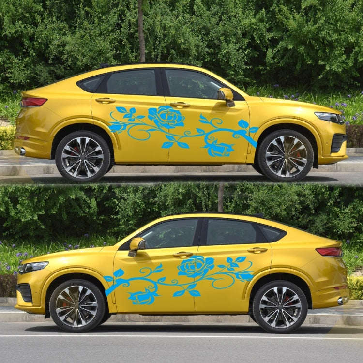 2 PCS/Set D-545 Rose Pattern Car Modified Decorative Sticker(Blue)