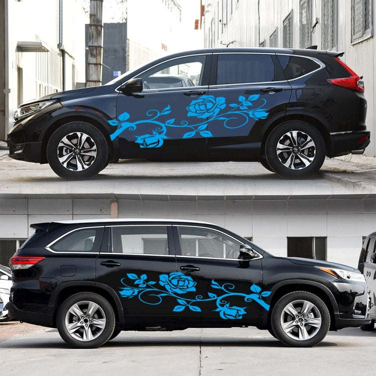 2 PCS/Set D-545 Rose Pattern Car Modified Decorative Sticker(Blue)