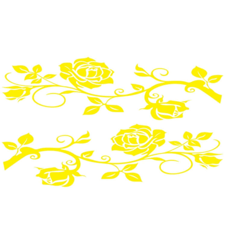 2 PCS/Set D-545 Rose Pattern Car Modified Decorative Sticker(Yellow)
