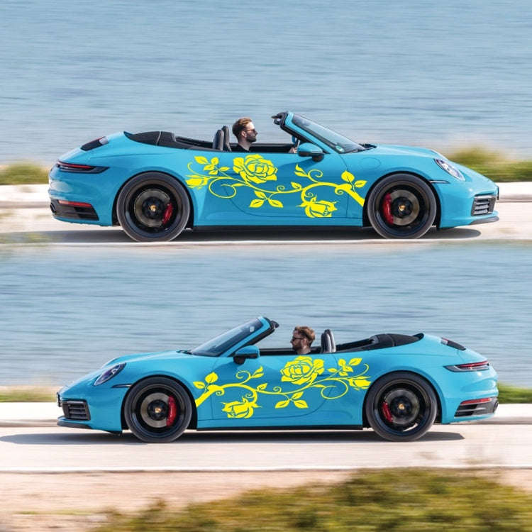 2 PCS/Set D-545 Rose Pattern Car Modified Decorative Sticker(Yellow)