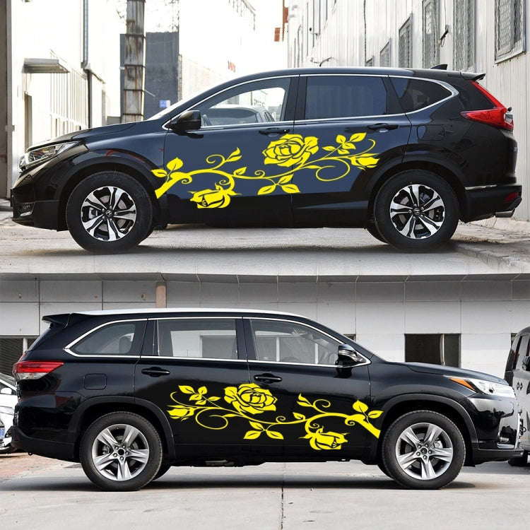 2 PCS/Set D-545 Rose Pattern Car Modified Decorative Sticker(Yellow)