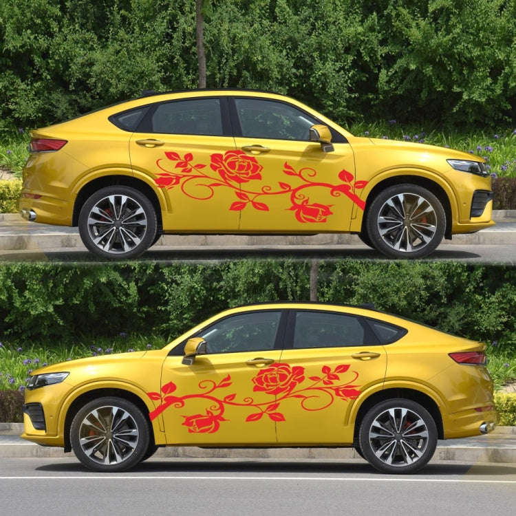 2 PCS/Set D-545 Rose Pattern Car Modified Decorative Sticker(Red)